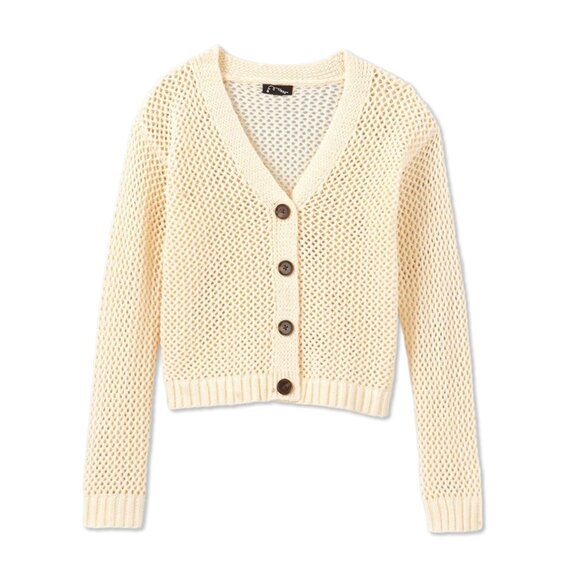 NWT Ivory Waffle-Knit Crochet Cardigan Sweater - Girls M (7/8) - Art Class Tops - Picture 1 of 4